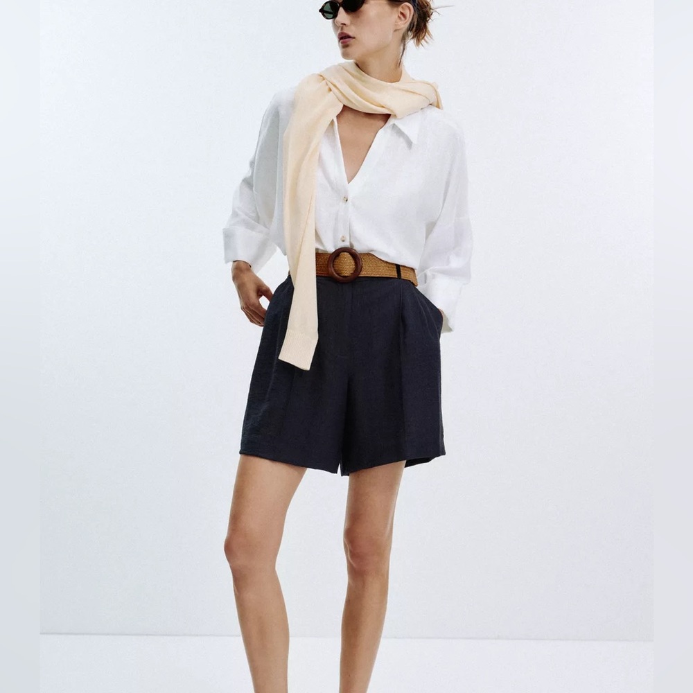 Zara Pleated Belt Shorts